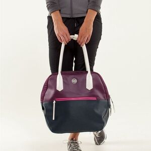Lululemon Happy Hatha Hour Tote Shoulder Bag Plum Inkwell Dance Yoga Gym Travel